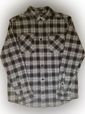 RVCA Gray and Pink Black Plaid Cotton Button-Down Shirt. Medium. Gently Worn.